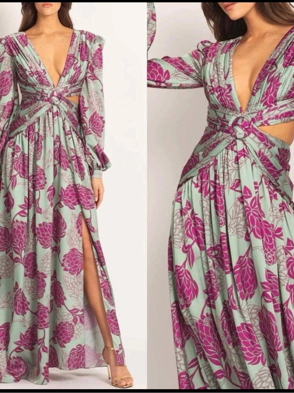 PatBO Celia Floral Twist Cutout Maxi Dress